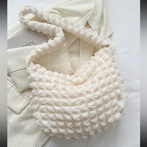 2/$25 SALE NEW Soft Puff Cloud Shoulder Bag - Off White Beige, Large Capacity